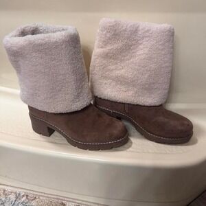 Y2K High fashion Pierre dumas Brown suede knee high boots with fold with fur